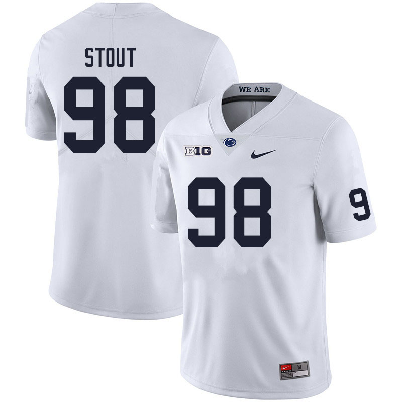 Men #98 Jordan Stout Penn State Nittany Lions College Football Jerseys Sale-White - Click Image to Close